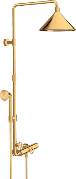 Bild von HANSGROHE AXOR Showers/Front Showerpipe mit Thermostat und Kopfbrause 240 2jet #26020990 - Polished Gold Optic