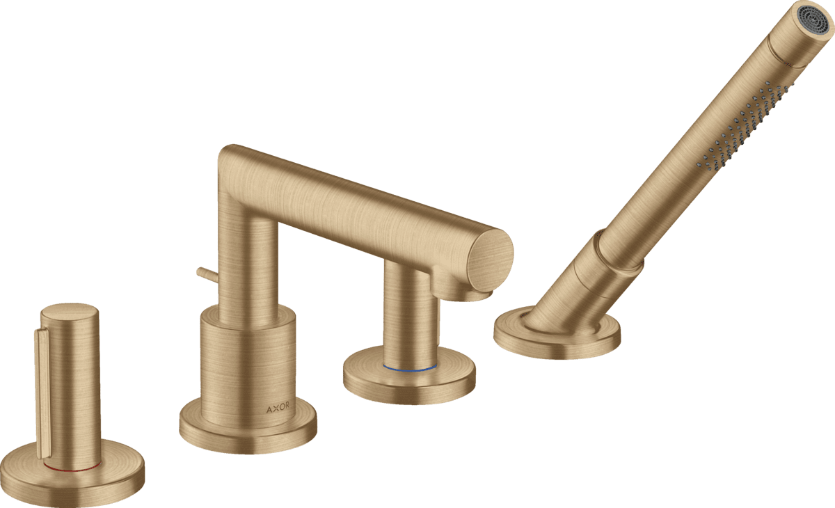 HANSGROHE AXOR Uno 4-Loch Wannenrandarmatur mit Zerogriffen #45444140 - Brushed Bronze
