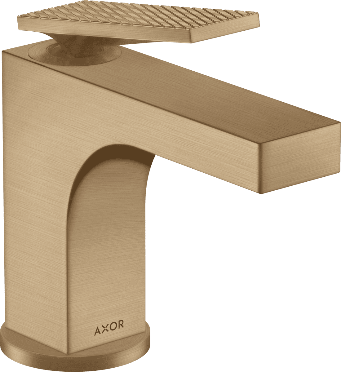 HANSGROHE AXOR Citterio Einhebel-Waschtischmischer 90 mit Hebelgriff für Handwaschbecken mit Zugstangen-Ablaufgarnitur - Rautenschliff #39001140 - Brushed Bronze