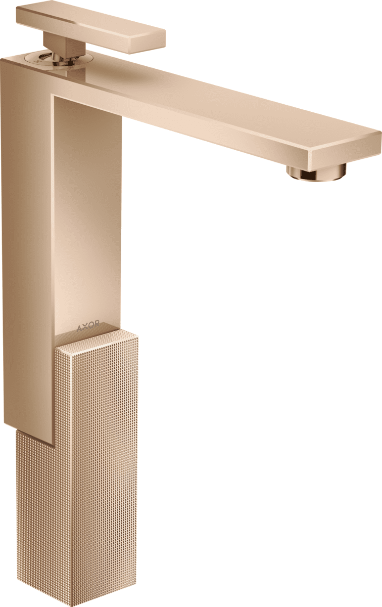 HANSGROHE AXOR Edge Einhebel-Waschtischmischer 280 für Aufsatzwaschtische mit Push-Open Ablaufgarnitur - Diamantschliff #46031300 - Polished Red Gold