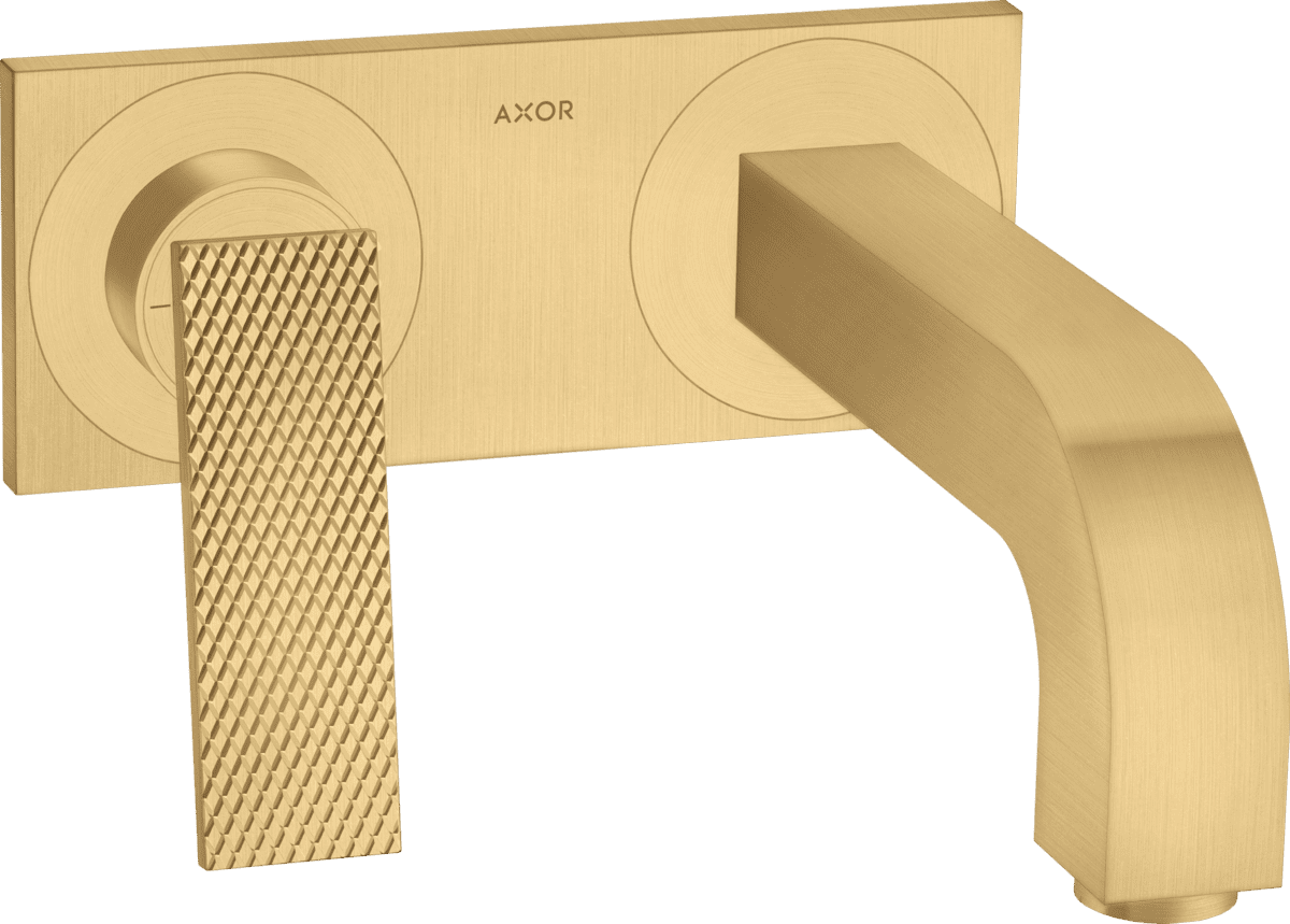 HANSGROHE AXOR Citterio Einhebel-Waschtischmischer Unterputz für Wandmontage mit Hebelgriff, Auslauf 220 mm und Platte - Rautenschliff #39171250 - Brushed Gold Optic