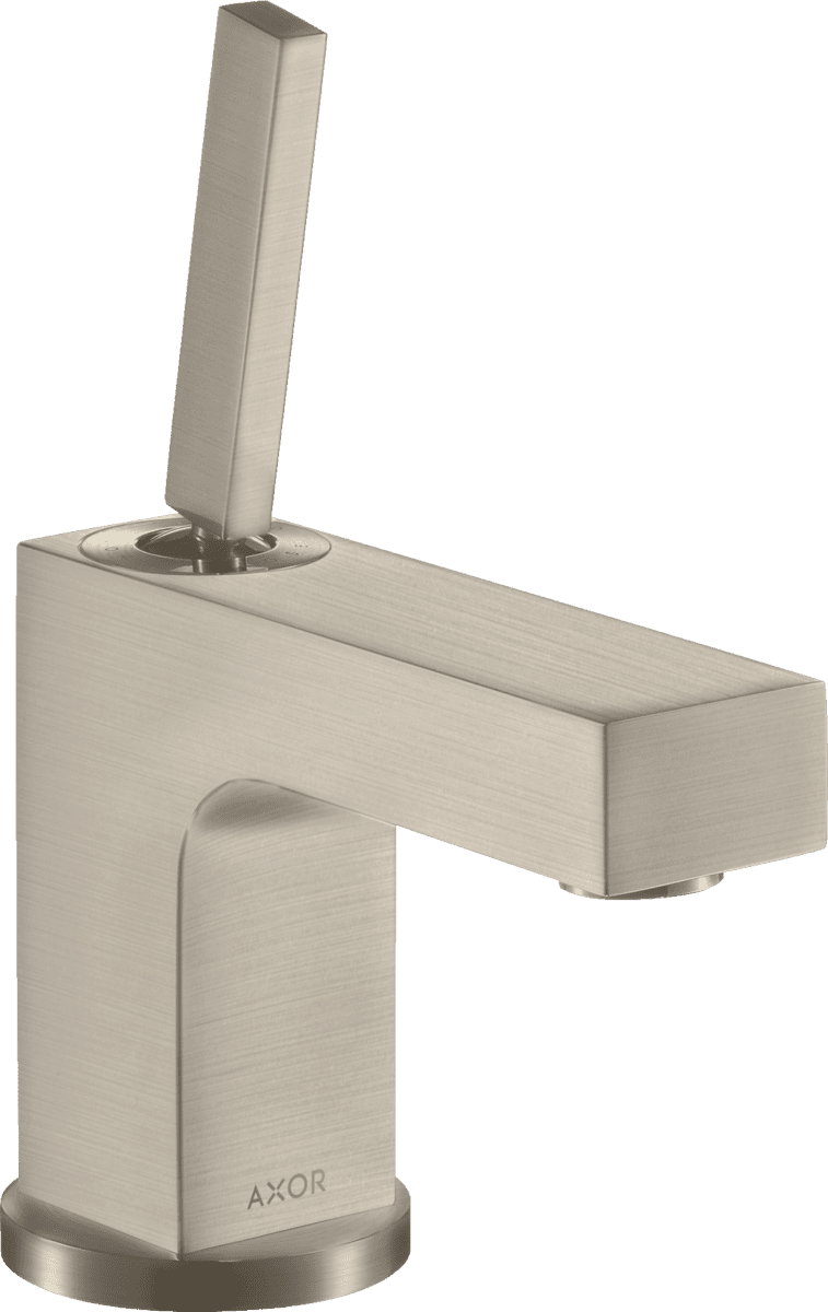 HANSGROHE AXOR Citterio Einhebel-Waschtischmischer 80 mit Pingriff für Handwaschbecken mit Zugstangen-Ablaufgarnitur #39015820 - Brushed Nickel