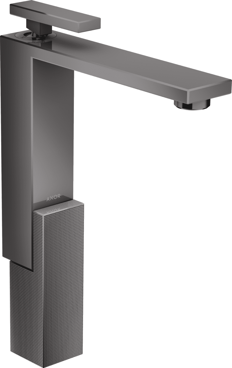 HANSGROHE AXOR Edge Einhebel-Waschtischmischer 280 für Aufsatzwaschtische mit Push-Open Ablaufgarnitur - Diamantschliff #46031330 - Polished Black Chrome
