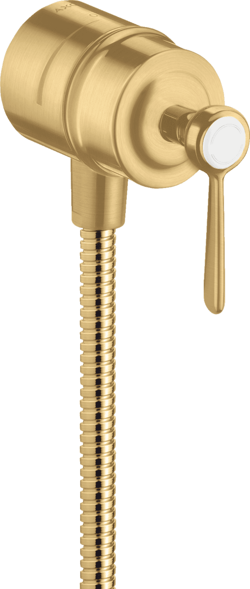 HANSGROHE AXOR Montreux Wandanschluss Stop mit Rückflussverhinderer, Absperrventil und Hebelgriff #16883250 - Brushed Gold Optic