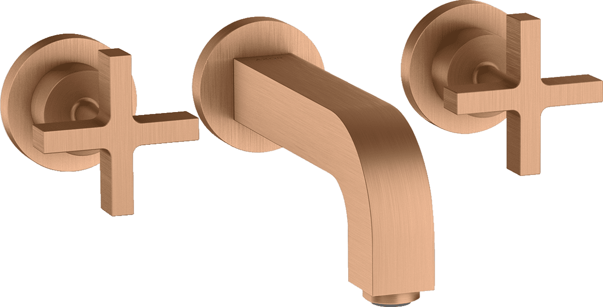 HANSGROHE AXOR Citterio 3-Loch Waschtischarmatur Unterputz für Wandmontage mit Auslauf 162 mm, Kreuzgriffen und Rosetten #39313140 - Brushed Bronze