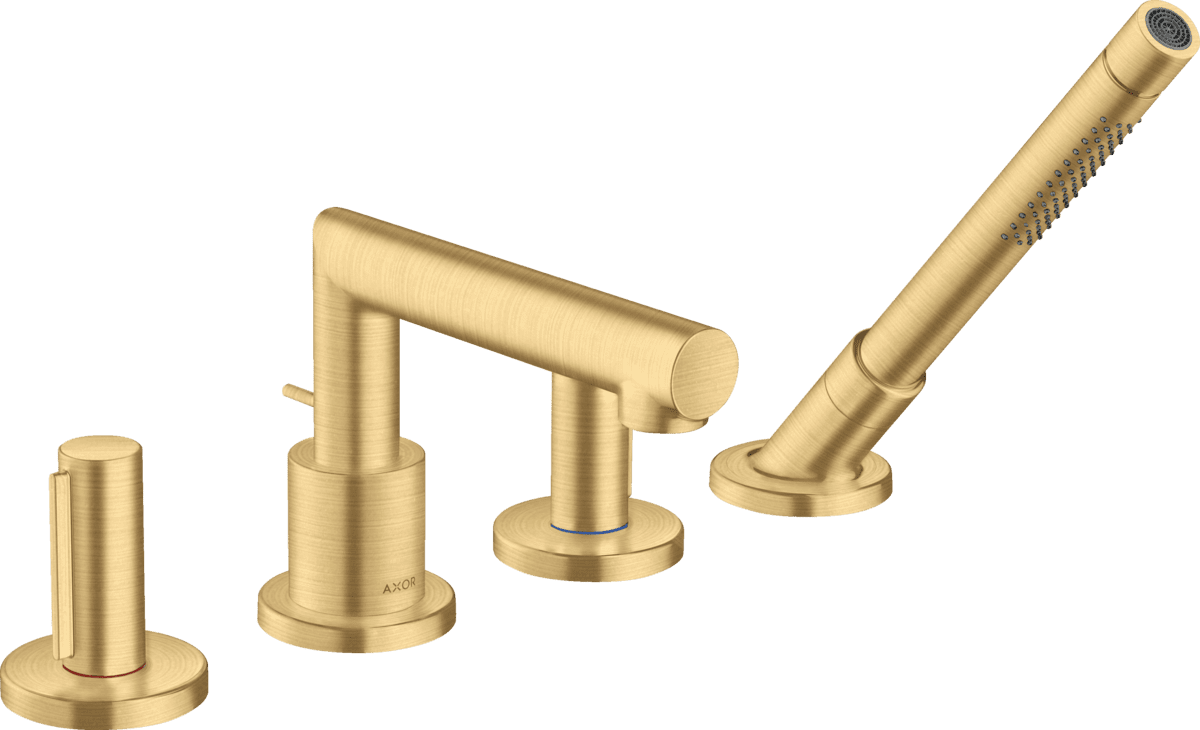 HANSGROHE AXOR Uno 4-Loch Wannenrandarmatur mit Zerogriffen #45444250 - Brushed Gold Optic