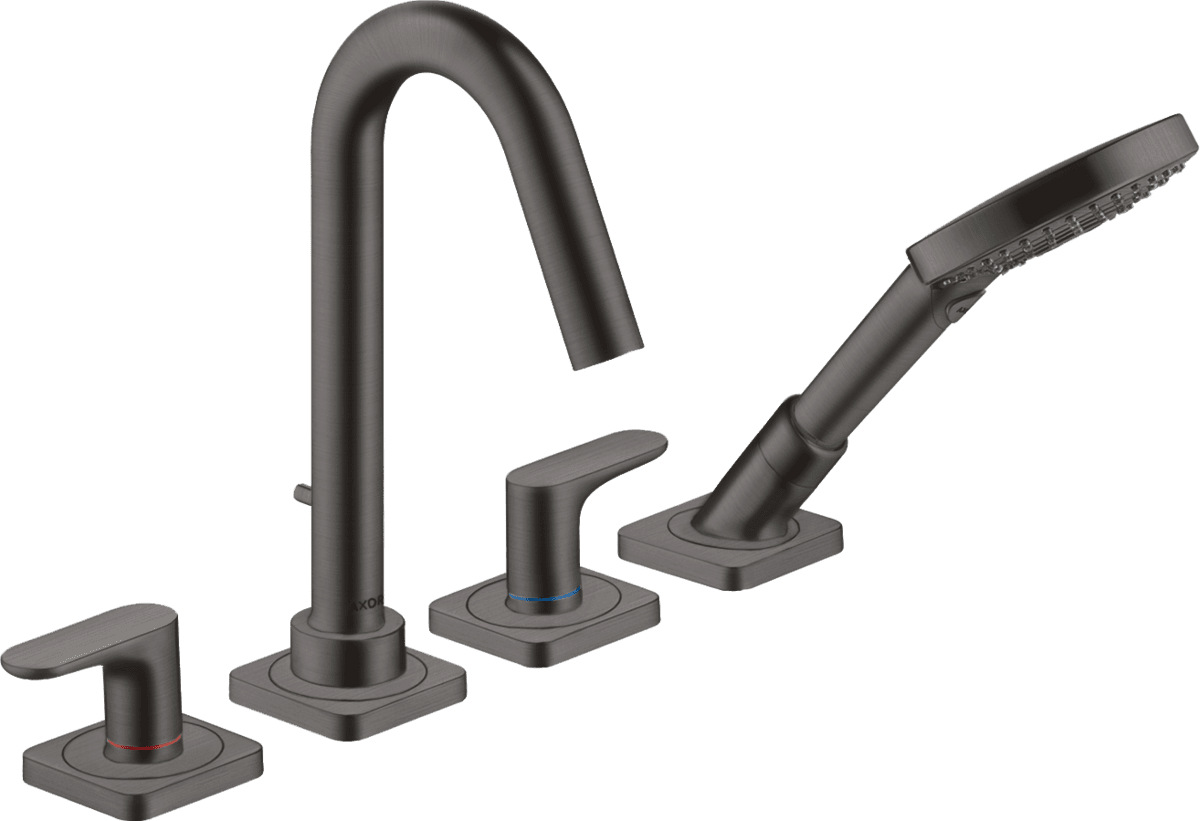 HANSGROHE AXOR Citterio M 4-hole rim mounted bath mixer with lever handles and escutcheons #34444340 - Brushed Black Chrome resmi