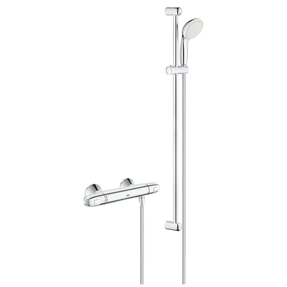 GROHE Grohtherm 1000 Thermostatic shower mixer 1/2″ with shower set Chrome #34824004 resmi