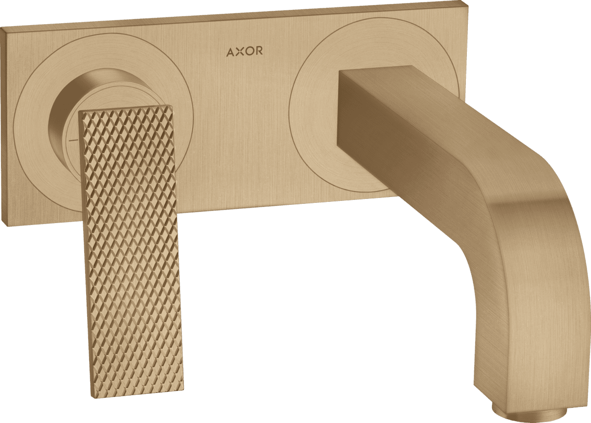 HANSGROHE AXOR Citterio Einhebel-Waschtischmischer Unterputz für Wandmontage mit Hebelgriff, Auslauf 220 mm und Platte - Rautenschliff #39171140 - Brushed Bronze