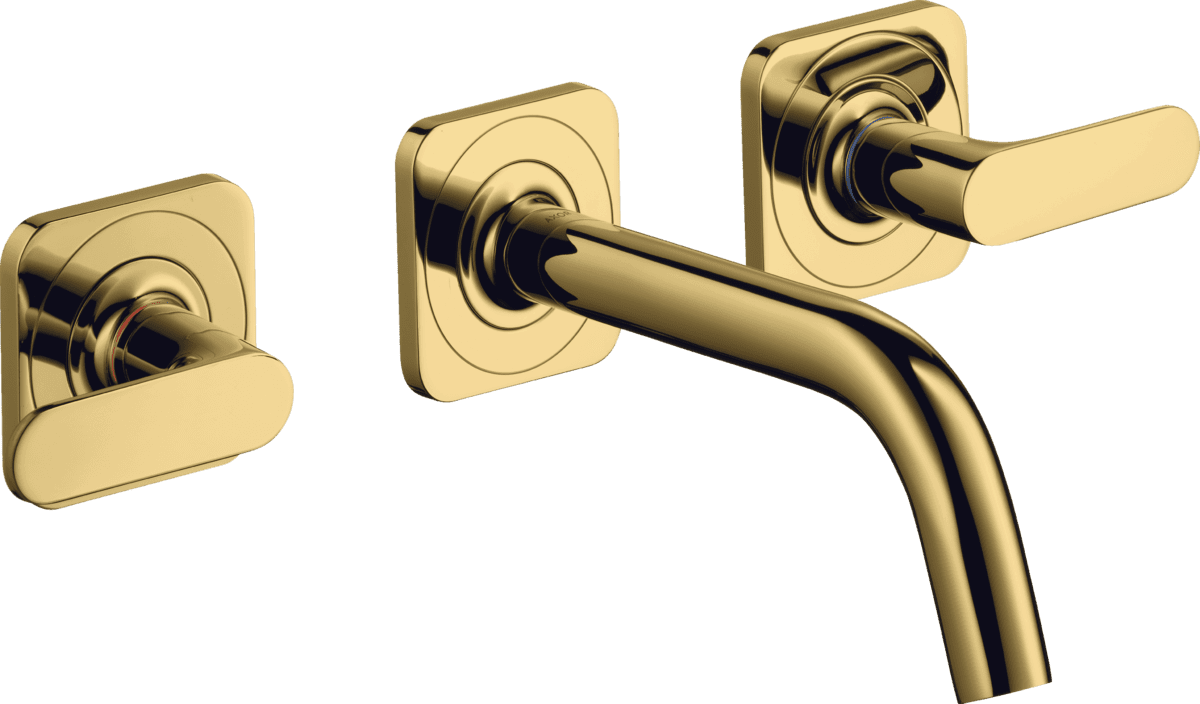 HANSGROHE AXOR Citterio M 3-Loch Waschtischarmatur Unterputz für Wandmontage mit Auslauf 166 mm, Hebelgriffen und Rosetten #34313990