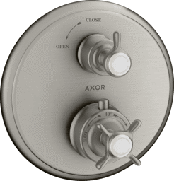 Bild von HANSGROHE AXOR Montreux Thermostat for concealed installation with cross handle and shut-off valve Stainless Steel Optic 16800800
