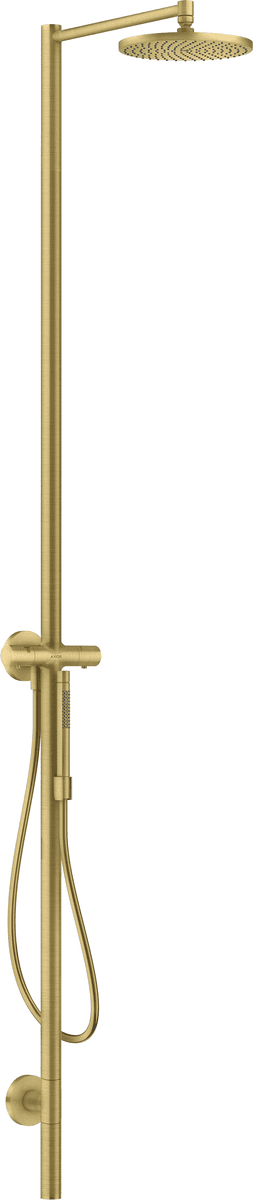 HANSGROHE AXOR Starck Shower column with thermostat and overhead shower 240 1jet #12672950 - Brushed Brass resmi