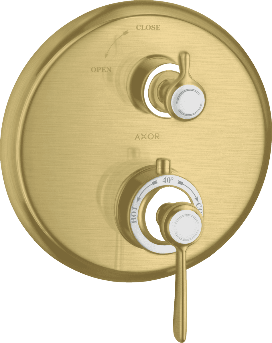 HANSGROHE AXOR Montreux Thermostat Unterputz mit Hebelgriff und Absperrventil #16801950 - Brushed Brass