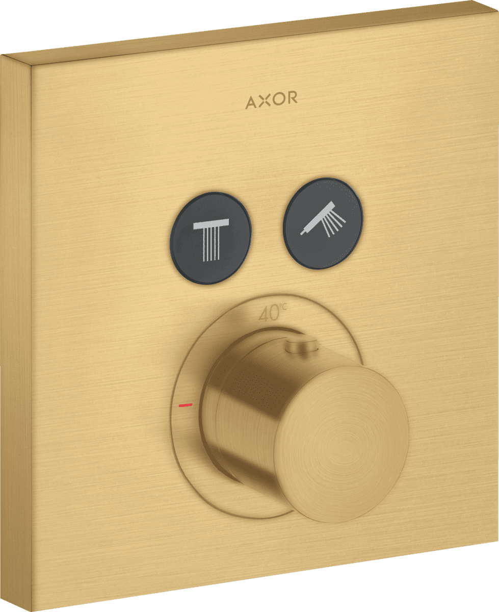 Зображення з  HANSGROHE AXOR ShowerSolutions Thermostat for concealed installation square for 2 functions #36715250 - Brushed Gold Optic