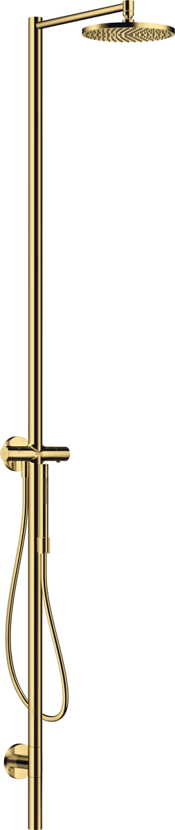 Picture of HANSGROHE AXOR Starck Shower column with thermostat and overhead shower 240 1jet #12672990 - Polished Gold Optic