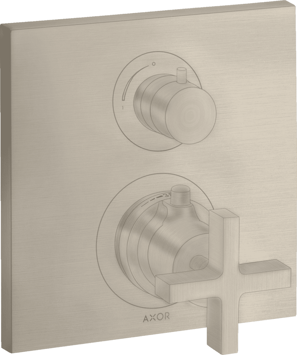 HANSGROHE AXOR Citterio Thermostat Unterputz mit Ab- und Umstellventil und Kreuzgriff #39725820 - Brushed Nickel
