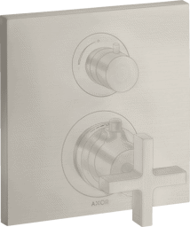 Bild von HANSGROHE AXOR Citterio Thermostat for concealed installation with shut-off/ diverter valve and cross handle Stainless Steel Optic 39725800