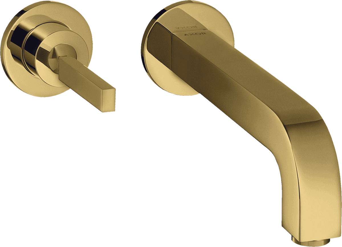 HANSGROHE AXOR Citterio Tek kollu lavabo bataryası ankastre duvara monte pin volan, 160 mm gaga ve rozet ile #39113990 - Parlak Altın Optik resmi