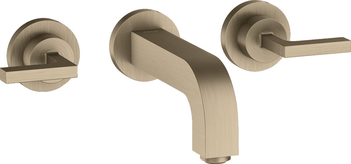 HANSGROHE AXOR Citterio 3-Loch Waschtischarmatur Unterputz für Wandmontage mit Auslauf 162 mm, Hebelgriffen und Rosetten #39315820 - Brushed Nickel