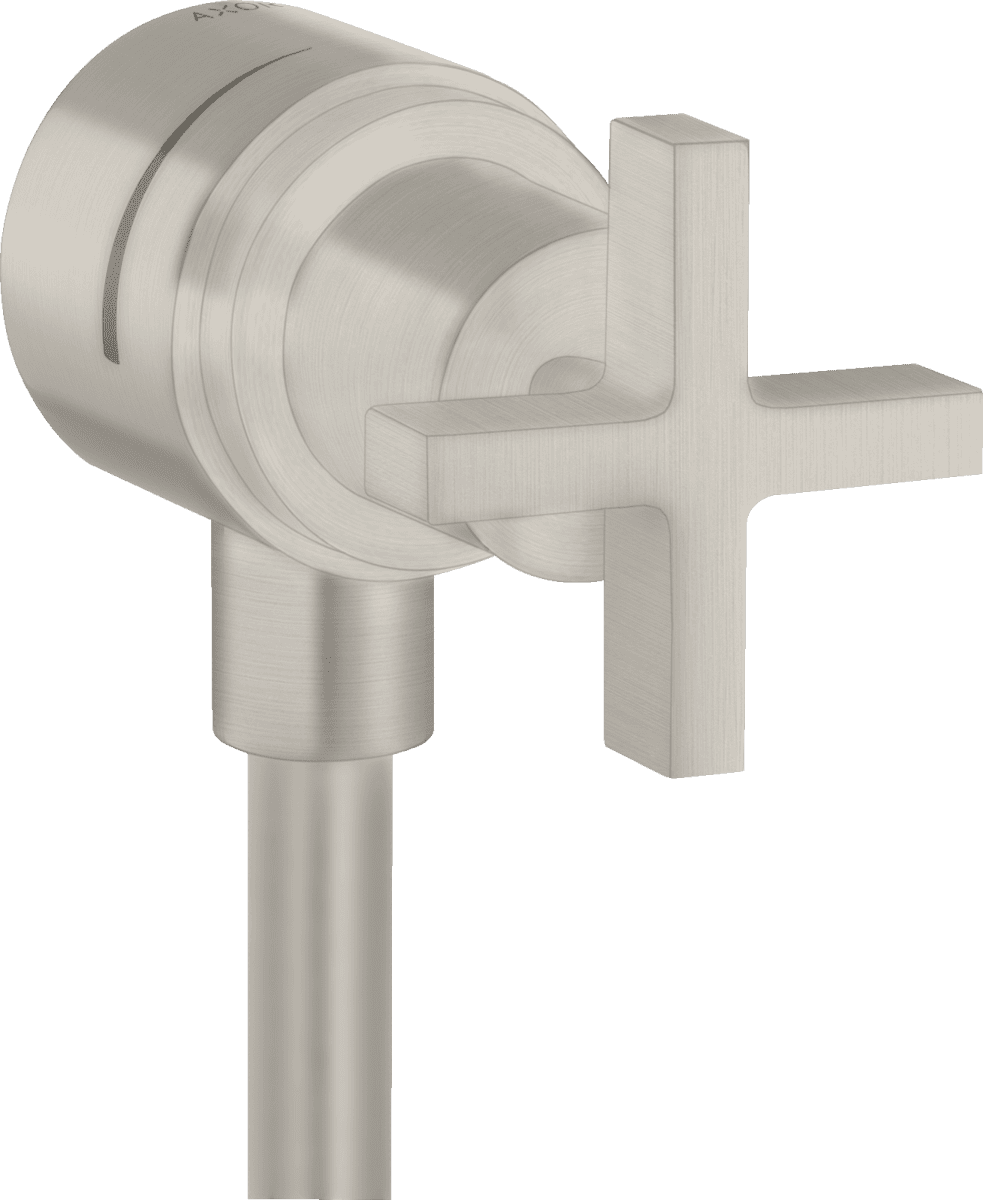 HANSGROHE AXOR Citterio Wandanschluss Stop mit Rückflussverhinderer, Absperrventil und Kreuzgriff #39883800 - Edelstahl Optic
