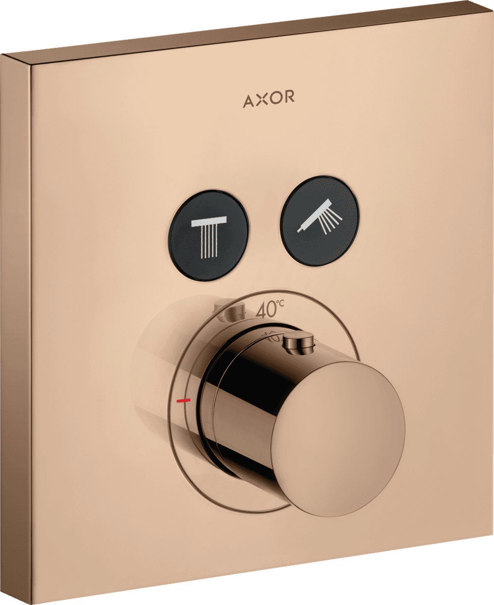 Picture of HANSGROHE AXOR ShowerSolutions Thermostat for concealed installation square for 2 functions #36715300 - Polished Red Gold