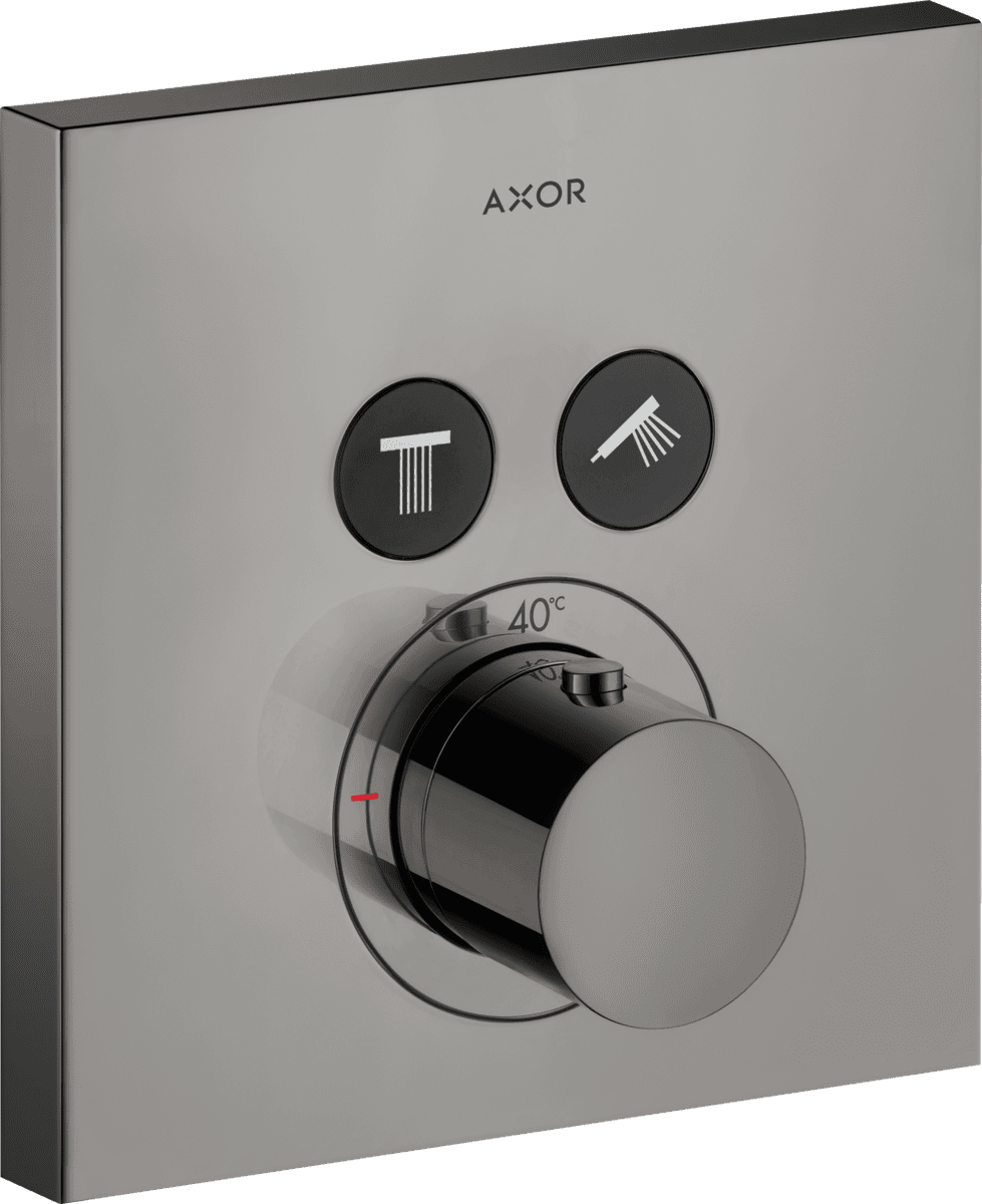 HANSGROHE AXOR ShowerSolutions Termostat ankastre montaj, kare, 2 çıkış #36715330 - Parlak Siyah Krom resmi