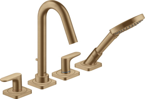 Bild von HANSGROHE AXOR Citterio M 4-hole rim mounted bath mixer with lever handles and escutcheons Brushed Bronze 34444140