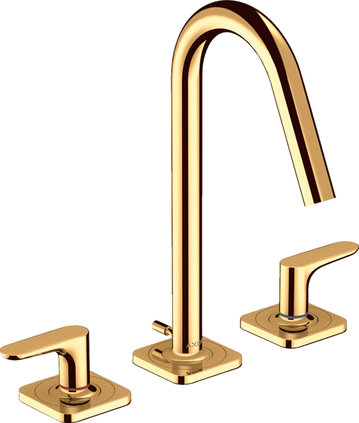 Bild von HANSGROHE AXOR Citterio M 3-hole basin mixer 160 with lever handles, escutcheons and pop-up waste set Polished Gold Optic 34133990