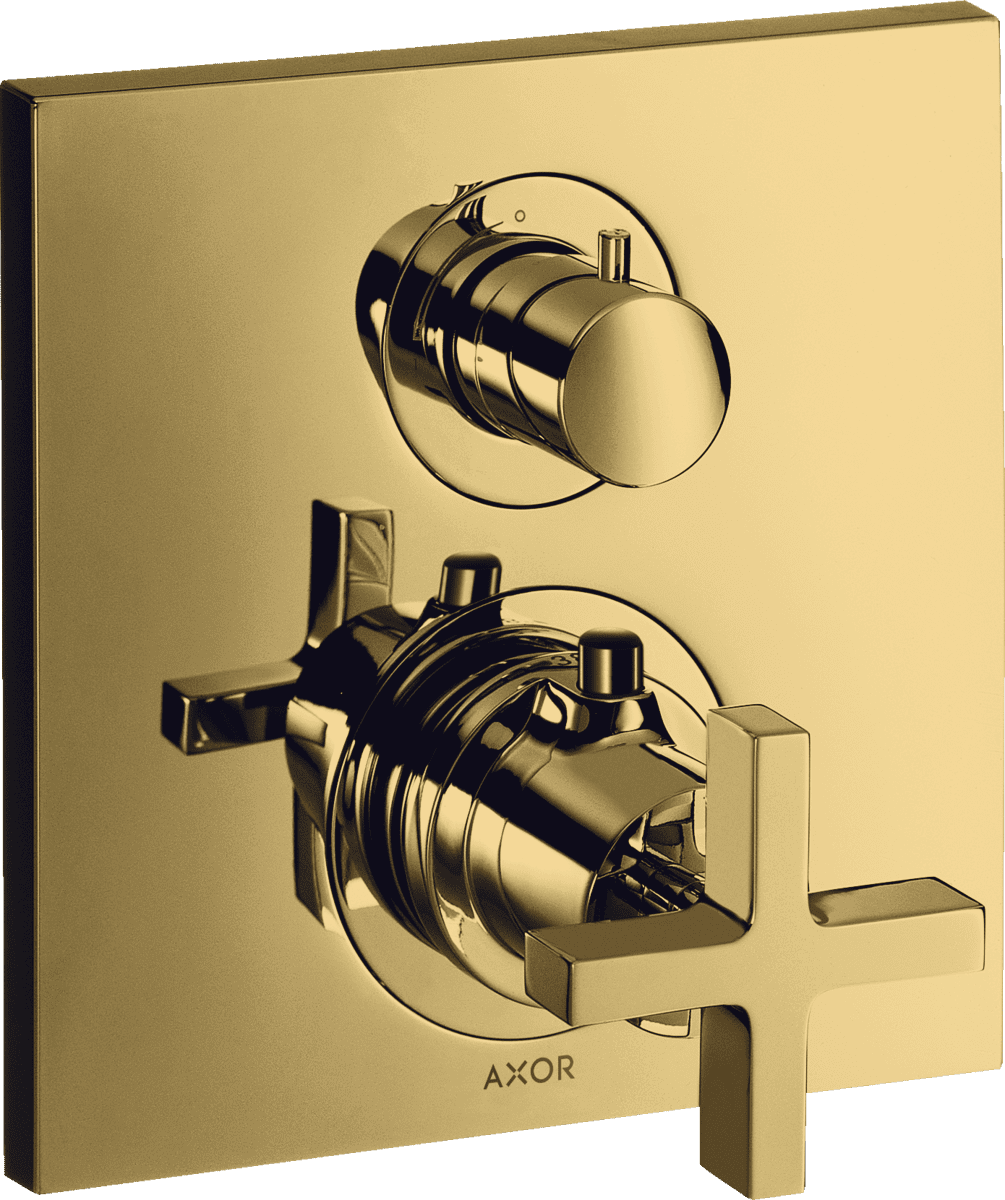 HANSGROHE AXOR Citterio Thermostat Unterputz mit Ab- und Umstellventil und Kreuzgriff #39725990 - Polished Gold Optic
