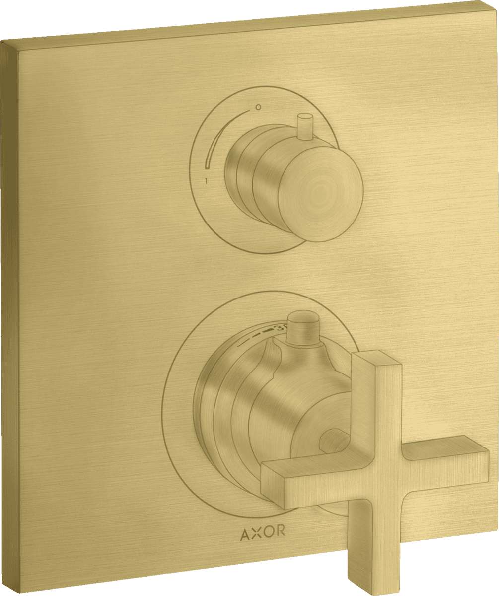 HANSGROHE AXOR Citterio Thermostat Unterputz mit Ab- und Umstellventil und Kreuzgriff #39725950 - Brushed Brass