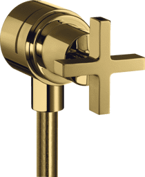 Bild von HANSGROHE AXOR Citterio Wall outlet stop with non return valve, shut-off valve and cross handle Polished Gold Optic 39883990