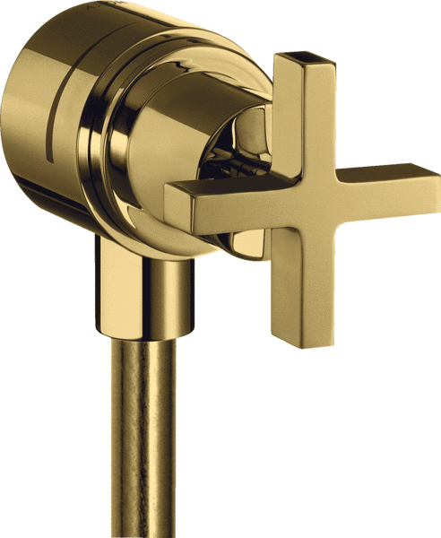 Bild von HANSGROHE AXOR Citterio Wall outlet stop with non return valve, shut-off valve and cross handle Polished Gold Optic 39883990