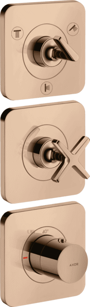 Bild von HANSGROHE AXOR Citterio E Thermostatic module 380/120 for concealed installation for 3 functions with escutcheons Polished Red Gold 36704300