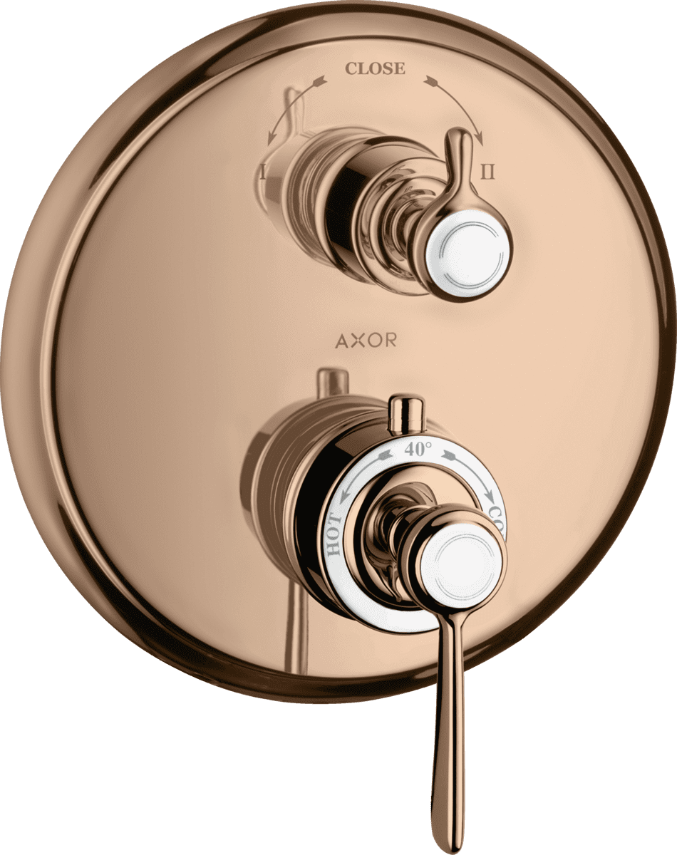 HANSGROHE AXOR Montreux Thermostat Unterputz mit Hebelgriff und Ab- und Umstellventil #16821300 - Polished Red Gold
