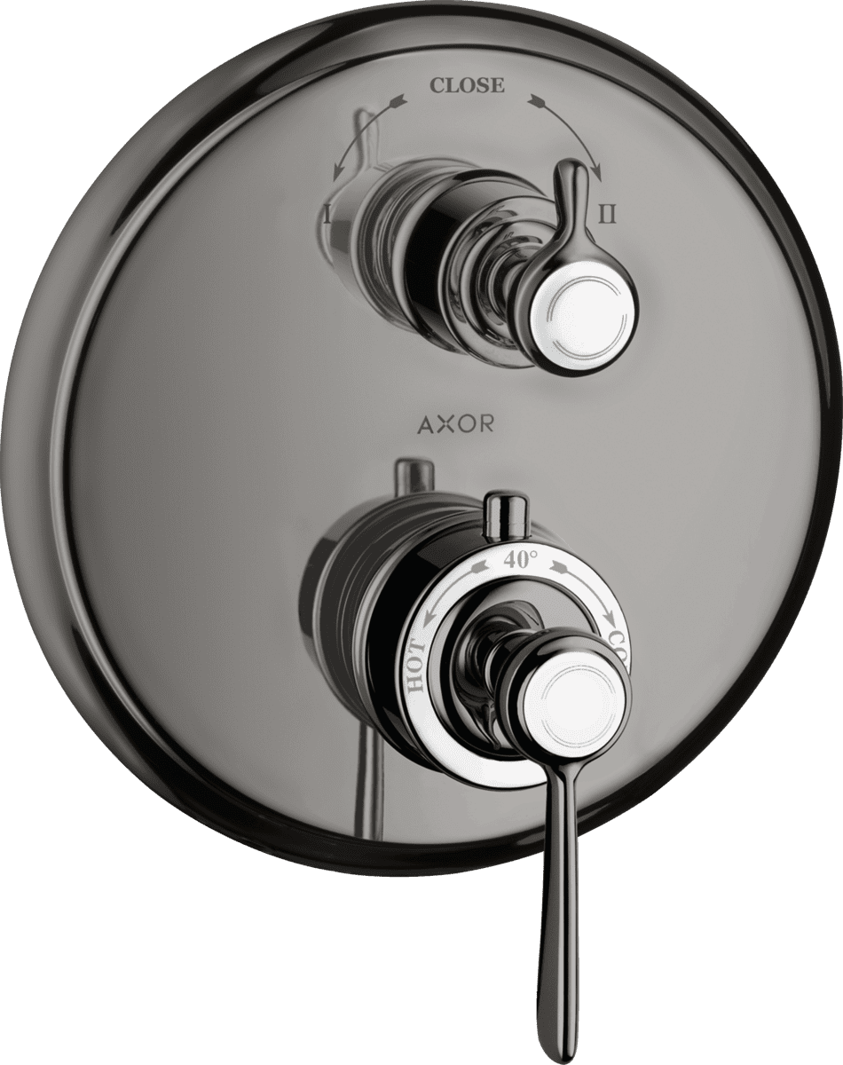 Bild von HANSGROHE AXOR Montreux Thermostat Unterputz mit Hebelgriff und Ab- und Umstellventil #16821330 - Polished Black Chrome