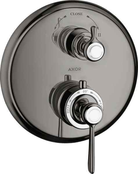 Bild von HANSGROHE AXOR Montreux Thermostat for concealed installation with lever landle and shut-off/ diverter valve Polished Black Chrome 16821330