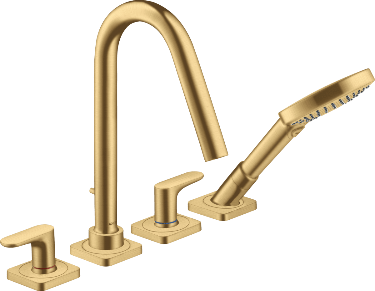 HANSGROHE AXOR Citterio M 4-Loch Fliesenrandarmatur mit Hebelgriffen und Rosetten #34454250 - Brushed Gold Optic