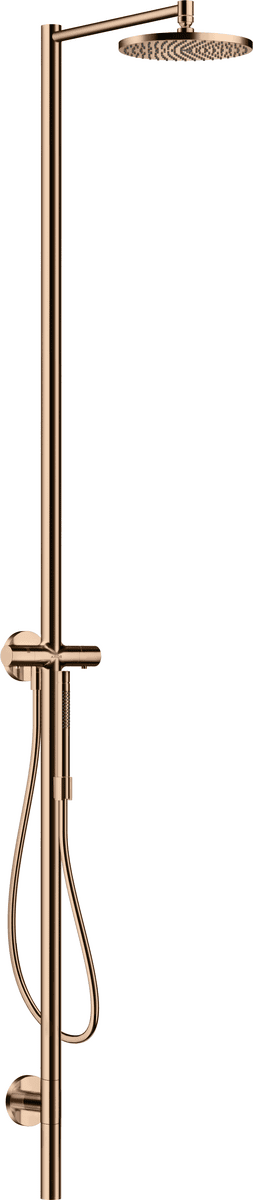 HANSGROHE AXOR Starck Shower column with thermostat and overhead shower 240 1jet #12672300 - Polished Red Gold resmi