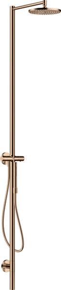 Bild von HANSGROHE AXOR Starck Shower column with thermostat and overhead shower 240 1jet Polished Red Gold 12672300