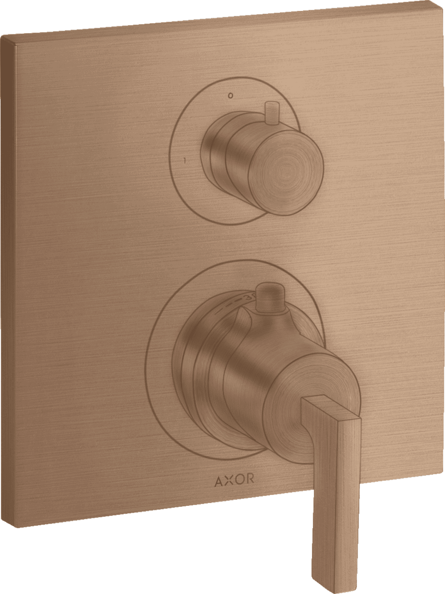 Obrázek HANSGROHE Skrytý termostat AXOR Citterio s uzavíracím ventilem a pákovou rukojetí #39700310 - kartáčovaný červenozlatý