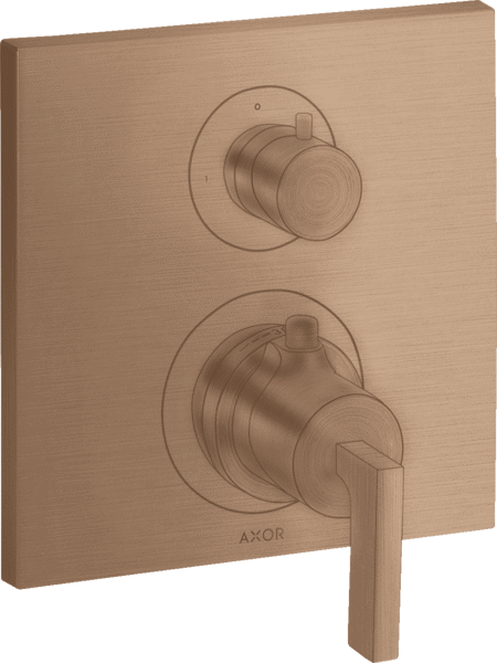 Bild von HANSGROHE AXOR Citterio Thermostat for concealed installation with shut-off valve and lever handle Brushed Red Gold 39700310