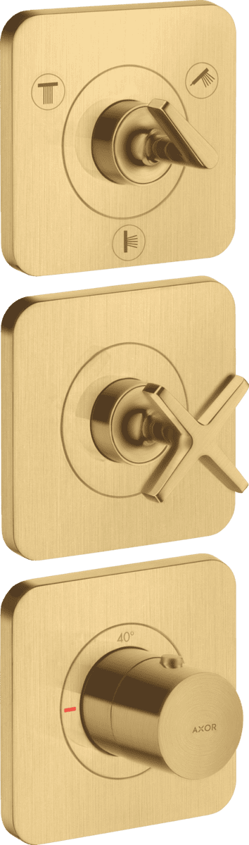 HANSGROHE AXOR Citterio E Thermostatmodul 380/120 Unterputz für 3 Verbraucher mit Rosetten #36704250 - Brushed Gold Optic