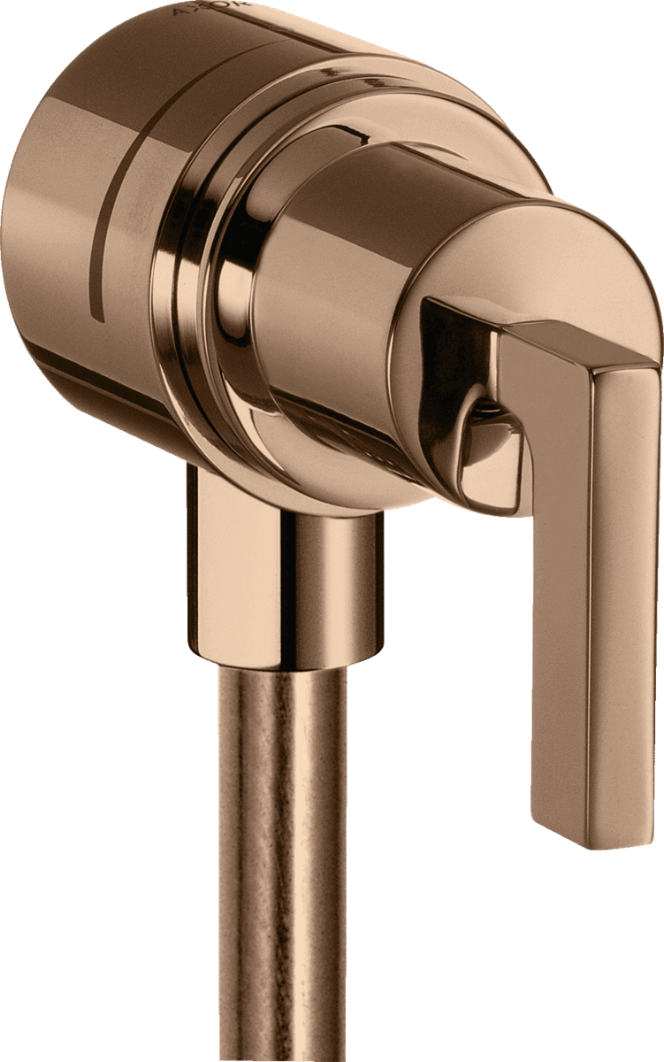 Зображення з  HANSGROHE AXOR Citterio Wall outlet stop with non return valve, shut-off valve and lever handle #39882300 - Polished Red Gold