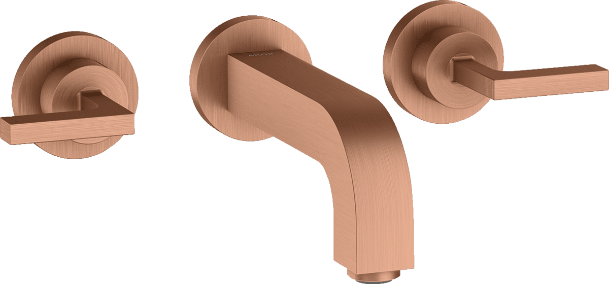 HANSGROHE AXOR Citterio 3-Loch Waschtischarmatur Unterputz für Wandmontage mit Auslauf 162 mm, Hebelgriffen und Rosetten #39315310 - Brushed Red Gold