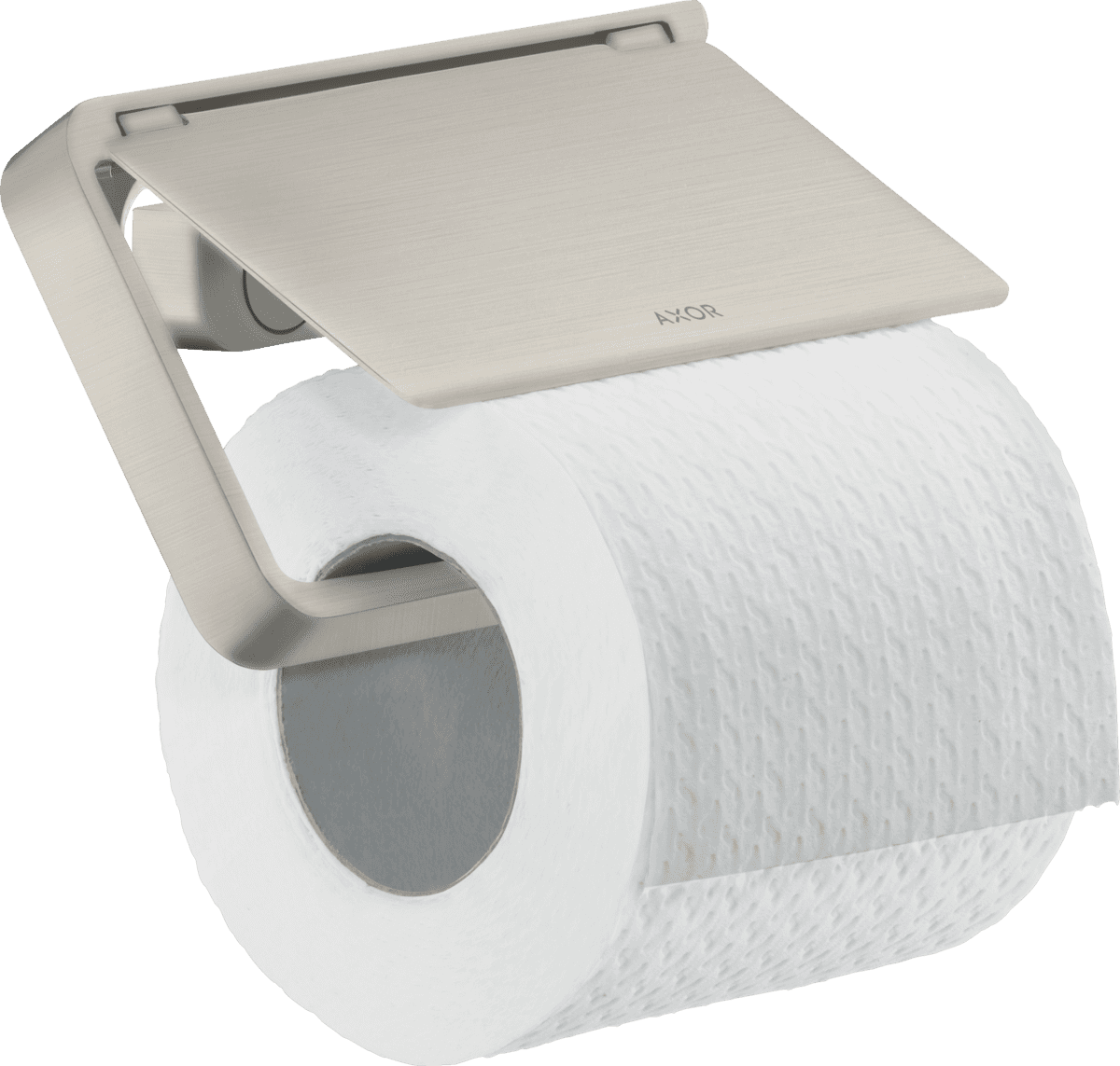 HANSGROHE AXOR Universal Softsquare Toilet paper holder with cover #42836800 - Stainless Steel Optic resmi