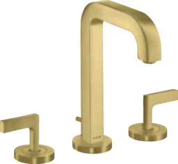 Bild von HANSGROHE AXOR Citterio 3-hole basin mixer 170 with spout 140 mm, lever handles, escutcheons and pop-up waste set Brushed Brass 39135950