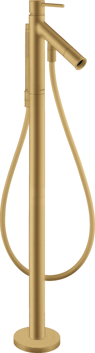 HANSGROHE AXOR Starck Tek kollu banyo bataryası yerden yuvarlak çubuk volan ile #10456250 - Mat Altın Optik resmi