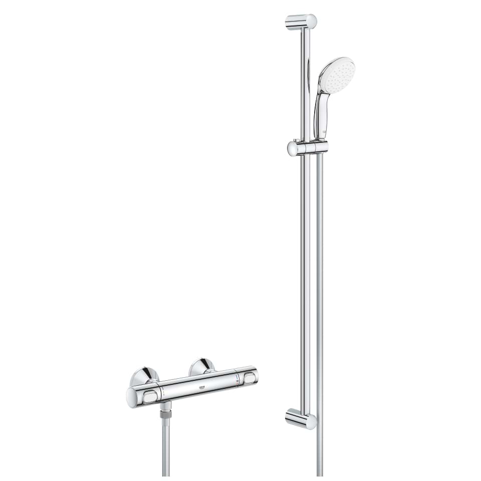 GROHE Grohtherm 500 thermostatic shower mixer 1/2″ with shower set #34797000 - chrome resmi