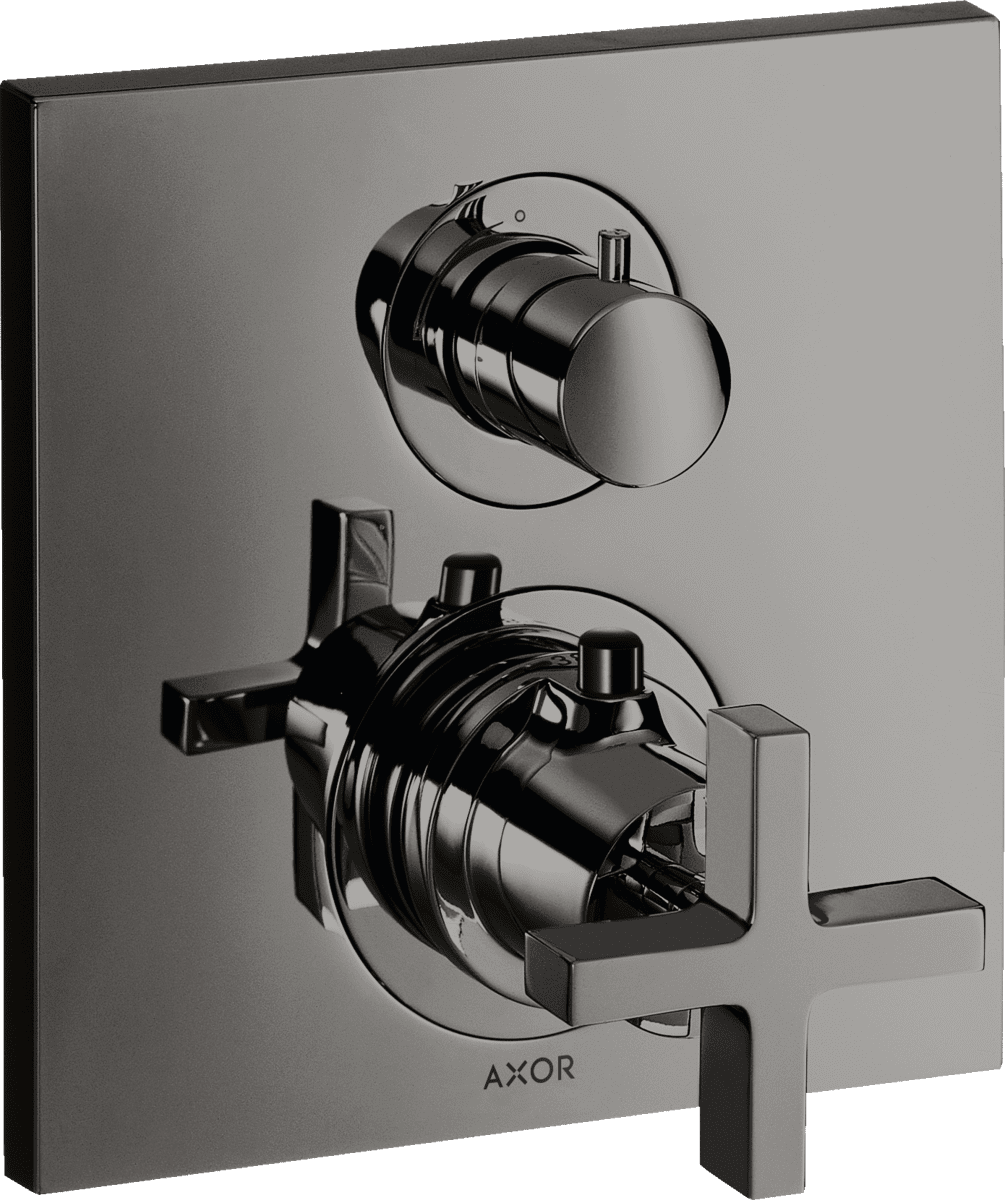 Obrázek HANSGROHE AXOR Citterio skrytý termostat s odpadním a přepínacím ventilem a křížovou rukojetí #39725330 - leštěný černý chrom