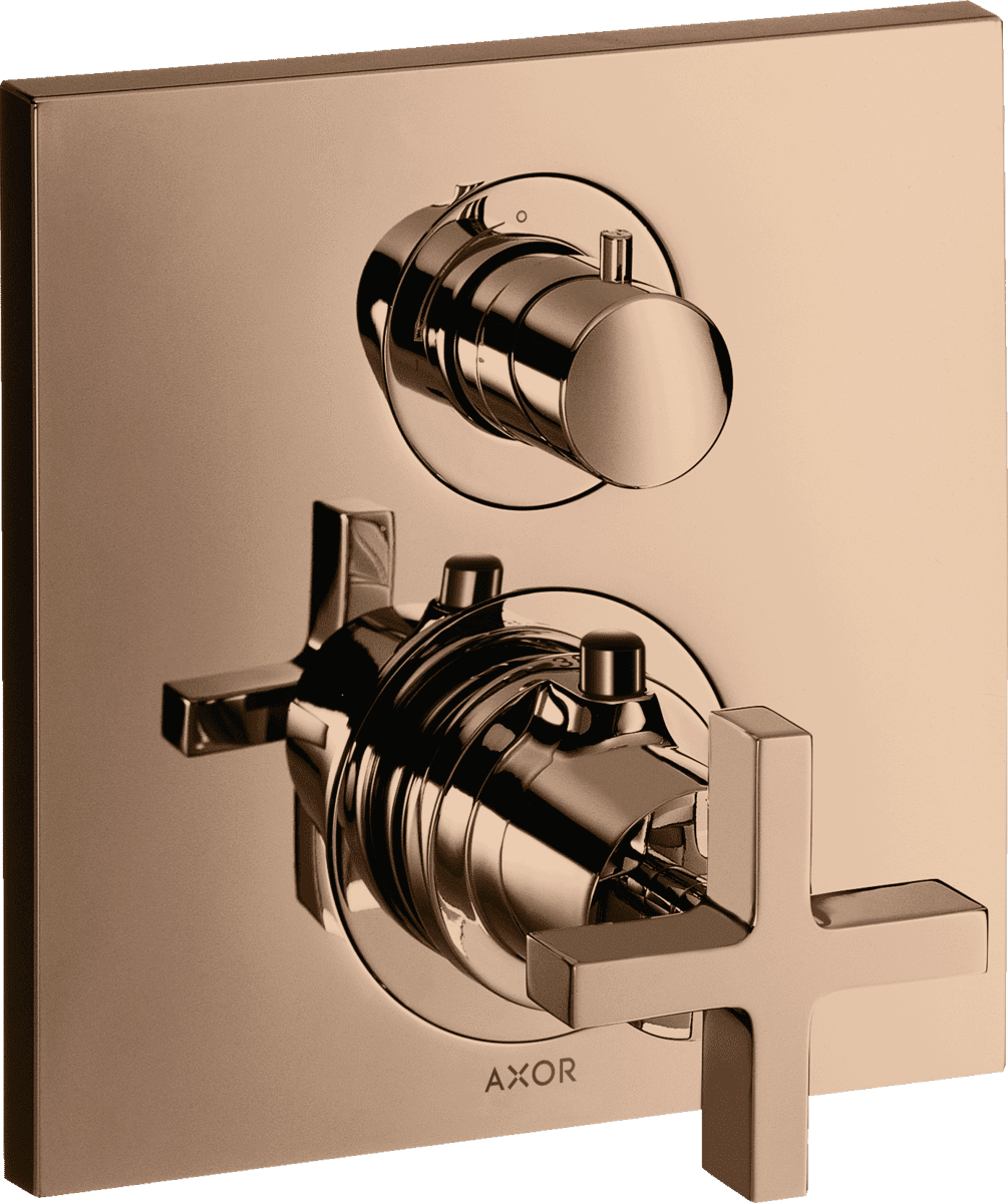 εικόνα του HANSGROHE AXOR Citterio Thermostat for concealed installation with shut-off/ diverter valve and cross handle #39725300 - Polished Red Gold